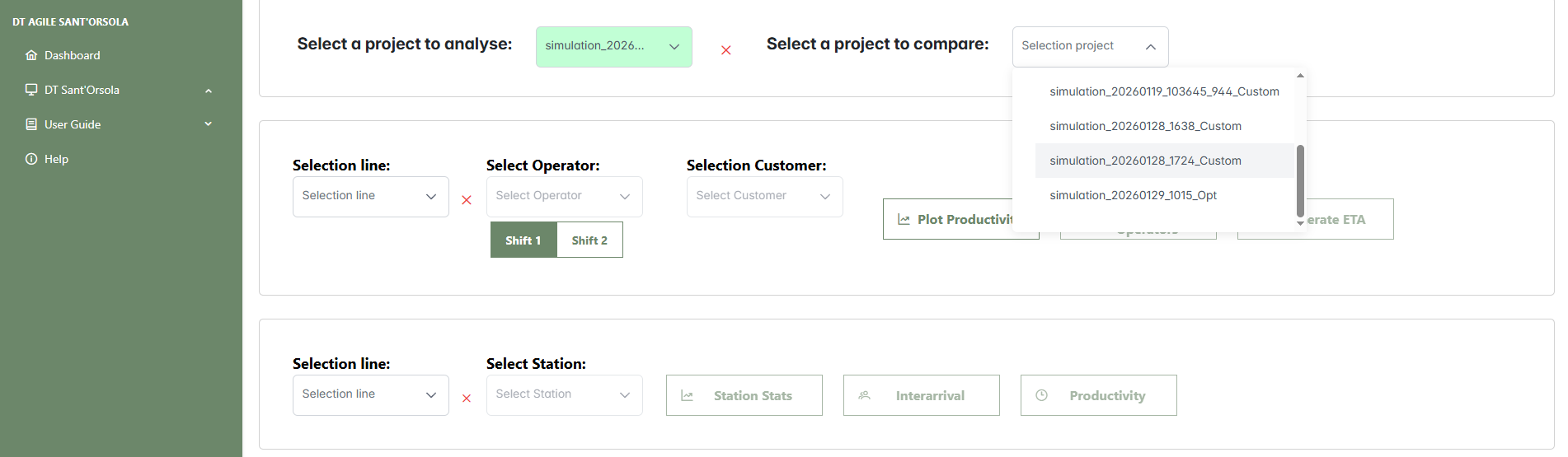 Interfaccia Simulations Comparison